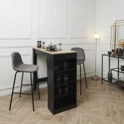 Chaise de bar en velours côtelé Giulia gris (Lot de 2)