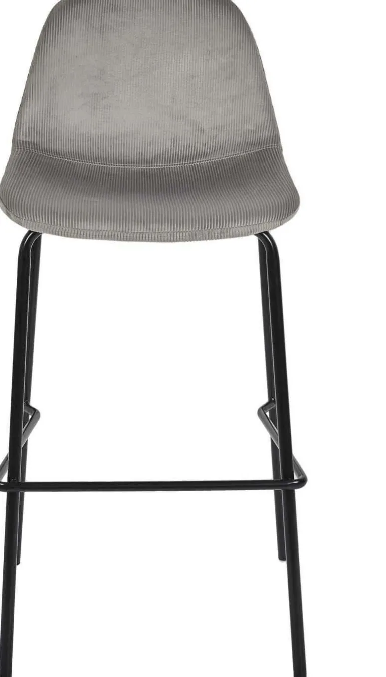 Chaise de bar en velours côtelé Giulia gris (Lot de 2)