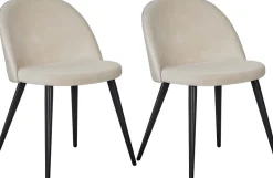 Chaise en velours avec pieds en acier Velvet (Lot de 2) (Beige)