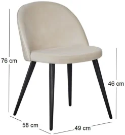 Chaise en velours avec pieds en acier Velvet (Lot de 6)