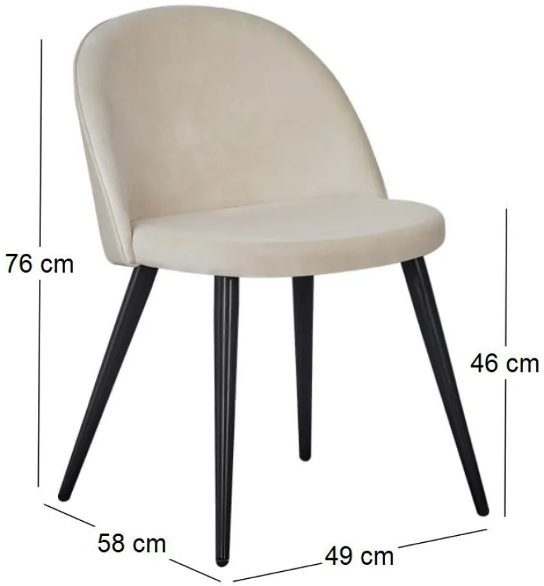 Chaise en velours avec pieds en acier Velvet (Lot de 6)