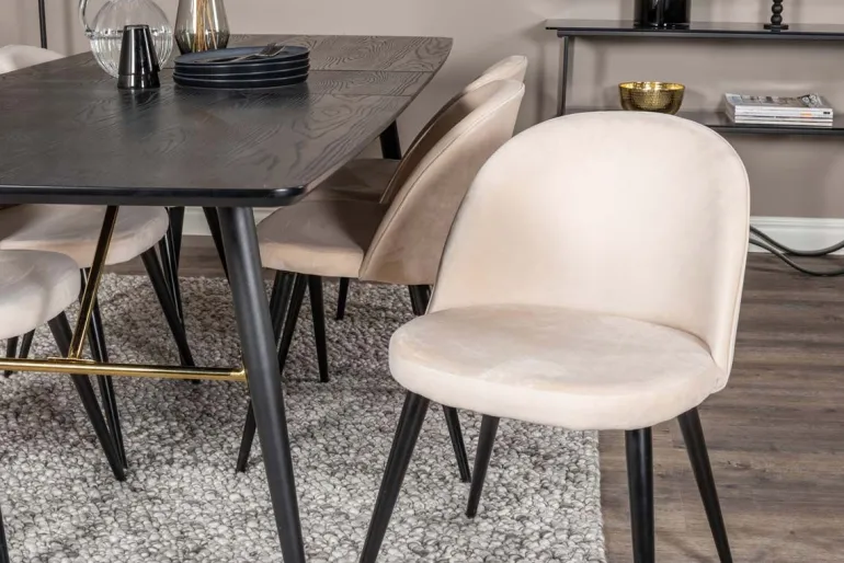 Chaise en velours avec pieds en acier Velvet (Lot de 6)