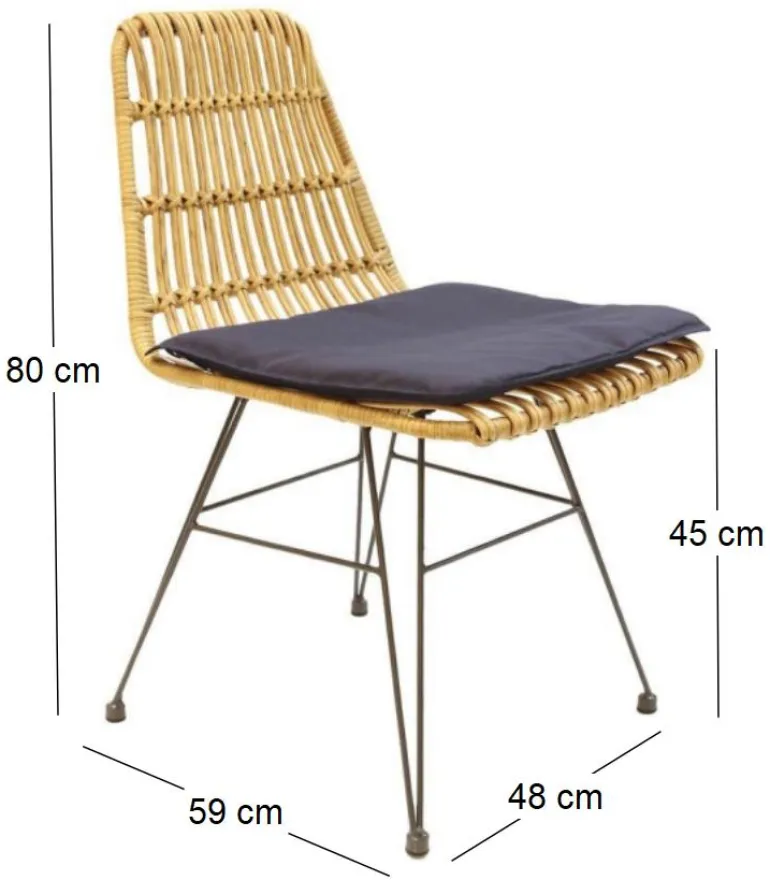 Chaise intérieure extérieure avec galette Surabaya (Bois naturel)