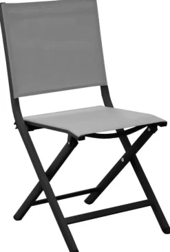Chaise jardin pliante en aluminium Thema (Graphite, Perle )