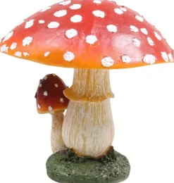 Champignon dans l'herbe en résine (Duo - hauteur 15,5 cm)