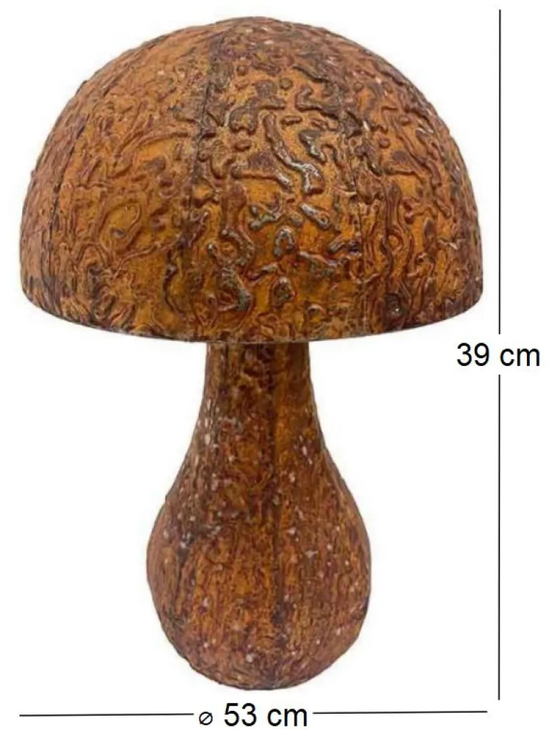 Champignon rond décoratif en acier rouillé 53 x 39 cm