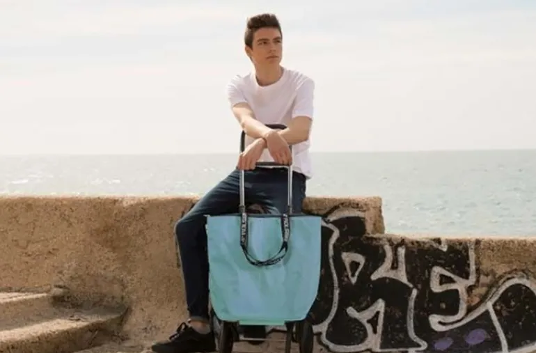 Chariot de marché pliable 2 roues Mini Bag (Bleu Céleste)