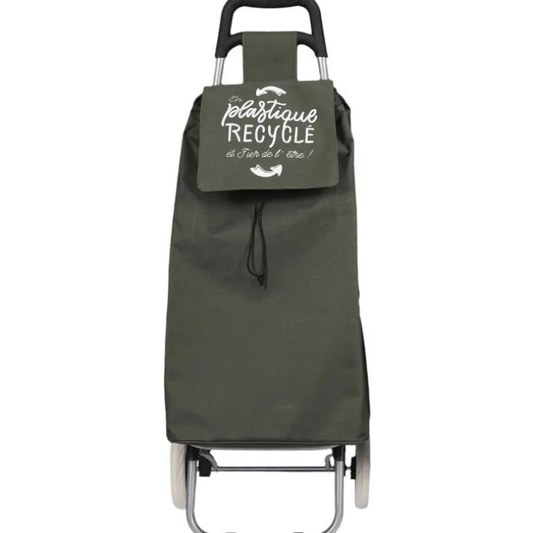 Chariot shopping en plastique recyclé 2 roues (Kiwi)