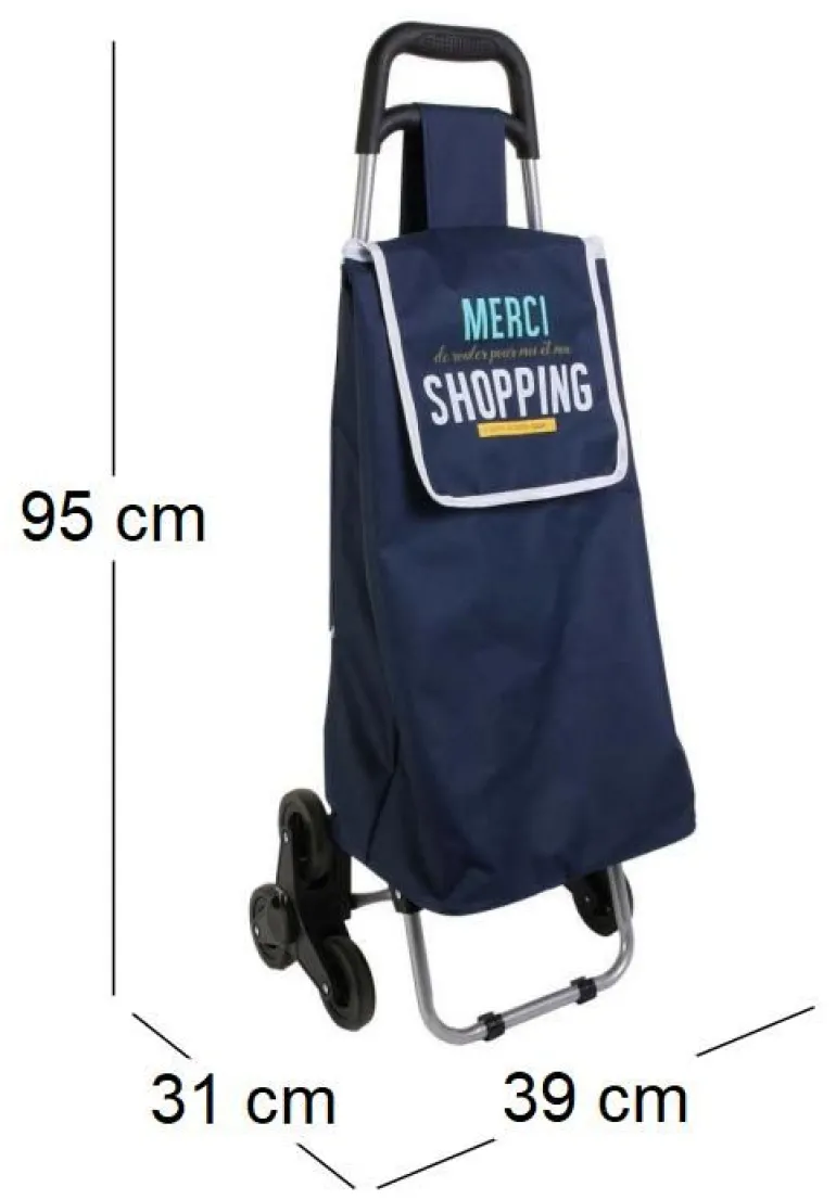 Chariot shopping en polyester 6 roues (Bleu)
