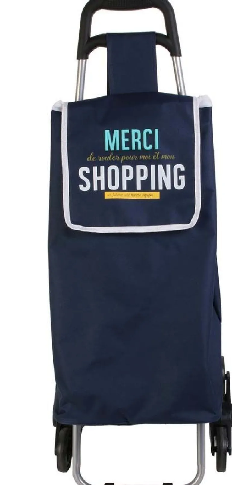 Chariot shopping en polyester 6 roues (Bleu)