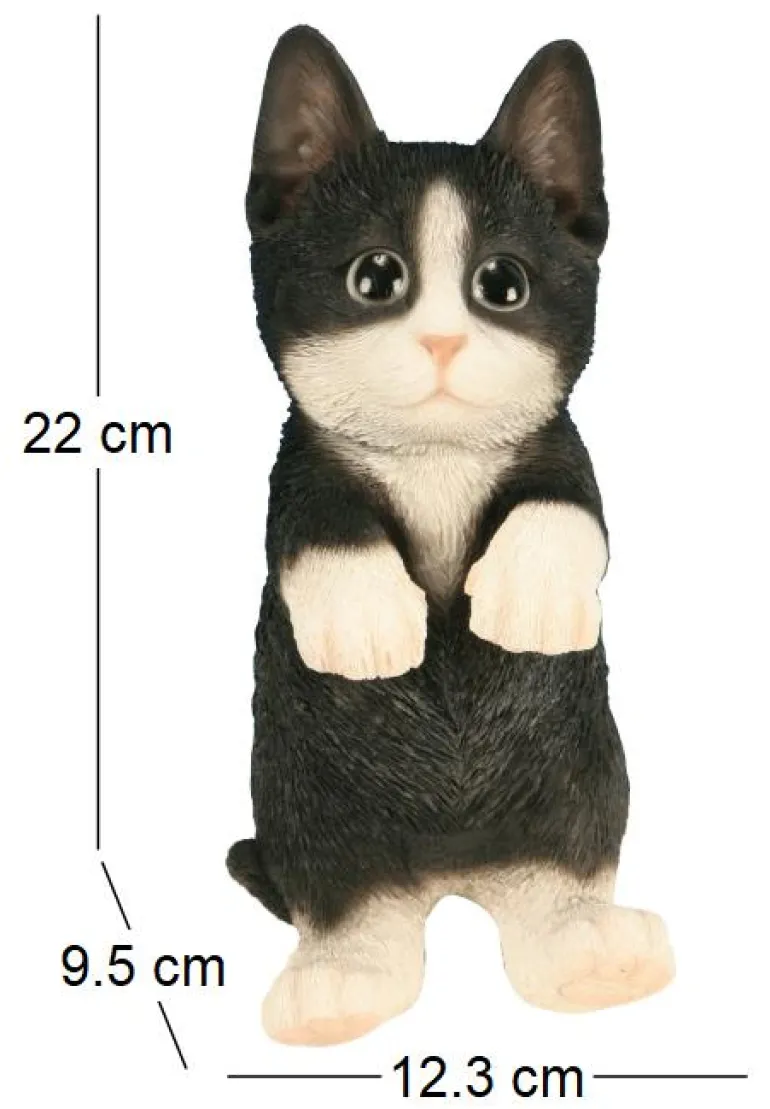 Chaton noir debout en résine 22 cm