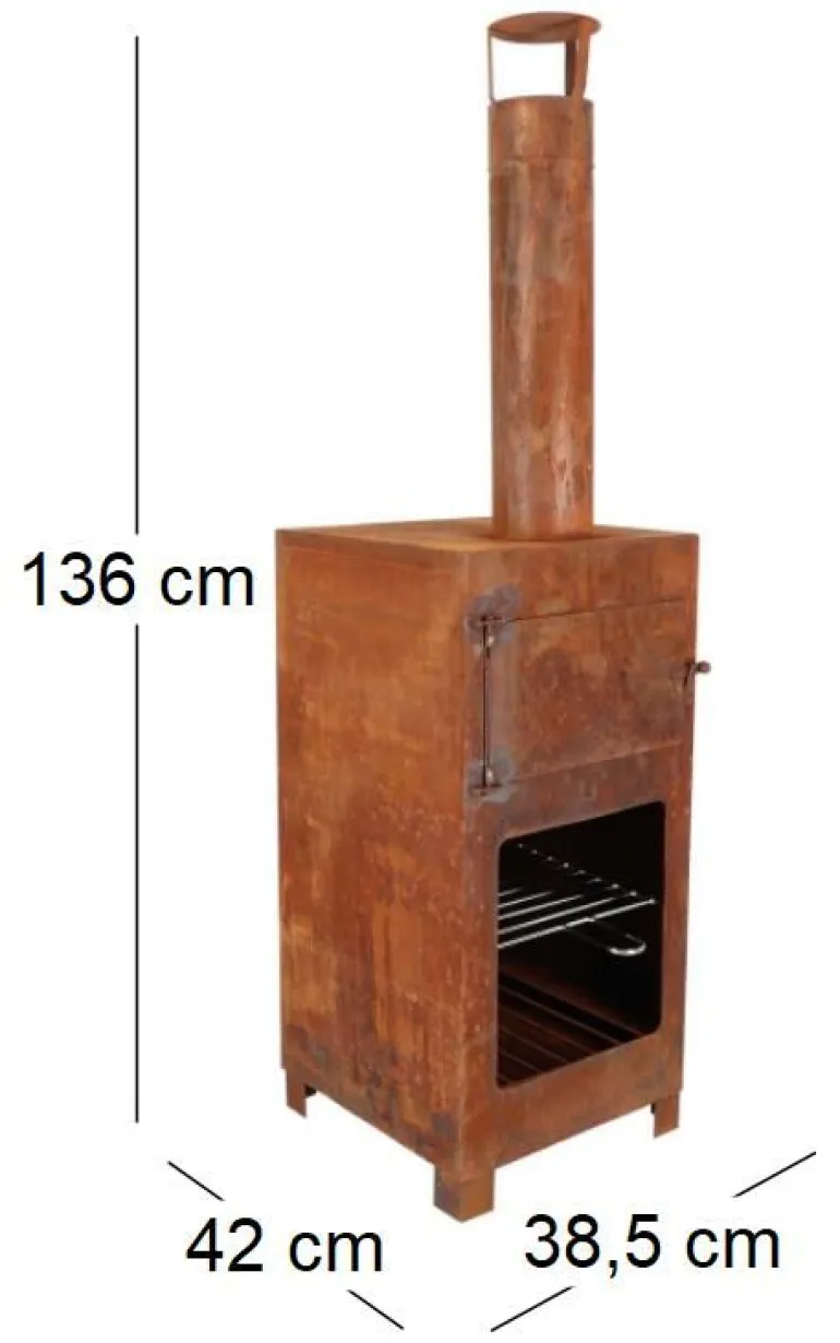 Cheminée d'extérieur avec four à pizza intégré (Rouillé)