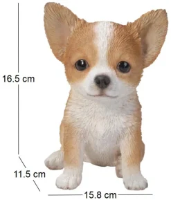Chiot chihuahua assis en résine 16 cm