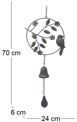 Cloche de jardin avec oiseau 24x6x70cm