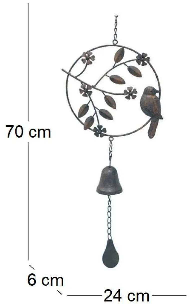 Cloche de jardin avec oiseau 24x6x70cm
