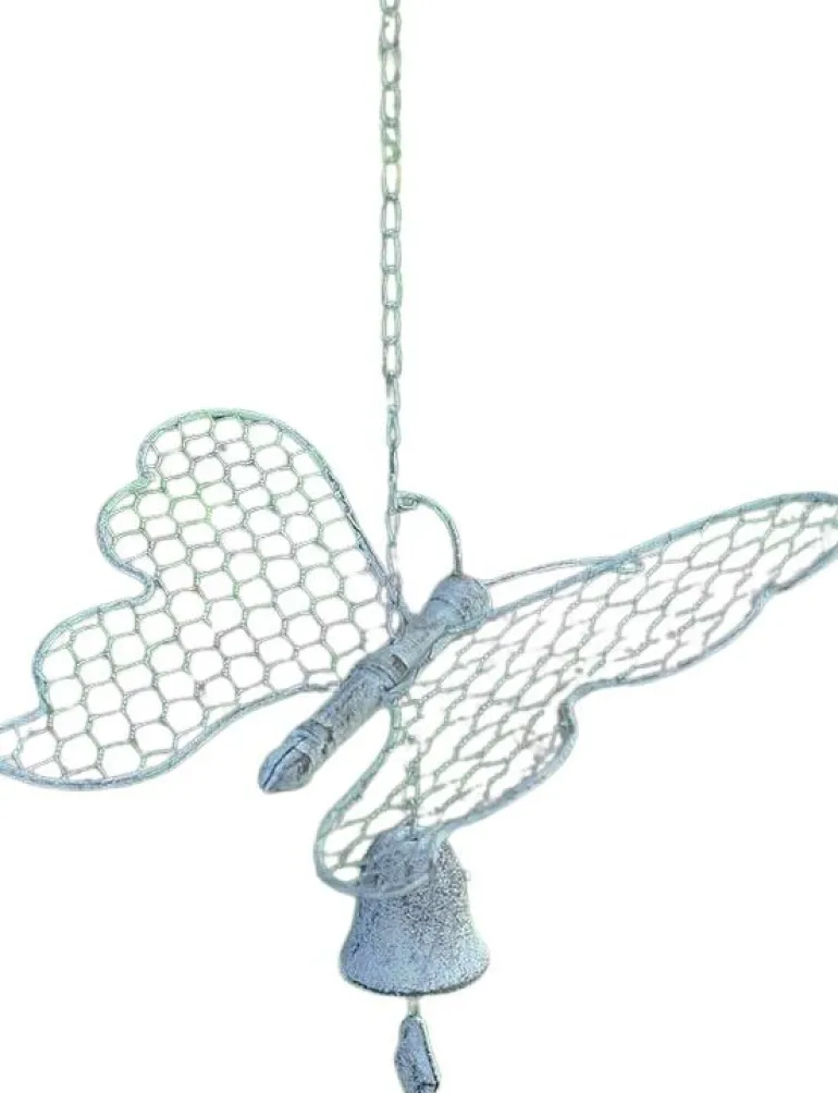Cloche de jardin papillon blanc patiné