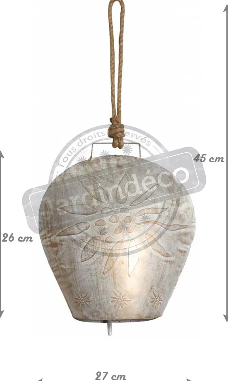 Cloche Edelweiss en métal blanchi (26 cm)