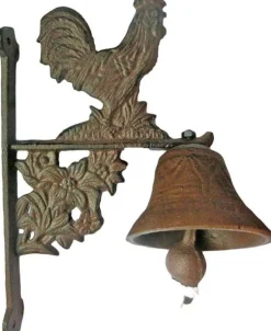 Cloche murale en fonte coq