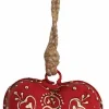 Coeur rouge en métal et corde à suspendre (8 cm)