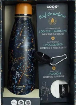Coffret bouteille isotherme 50 cl avec mousqueton (Nature)