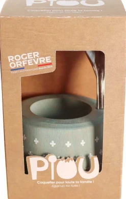 Coffret coquetier en bois Piou Piou (Vert d'eau)
