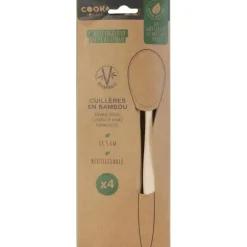 Coffret 4 cuillères en bambou réutilisable Green attitude