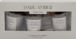 Coffret de 3 bougies avec pots en verre Fragrance (Senteur ambre)