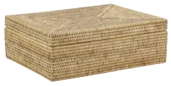 Coffret rectangulaire en rotin naturel