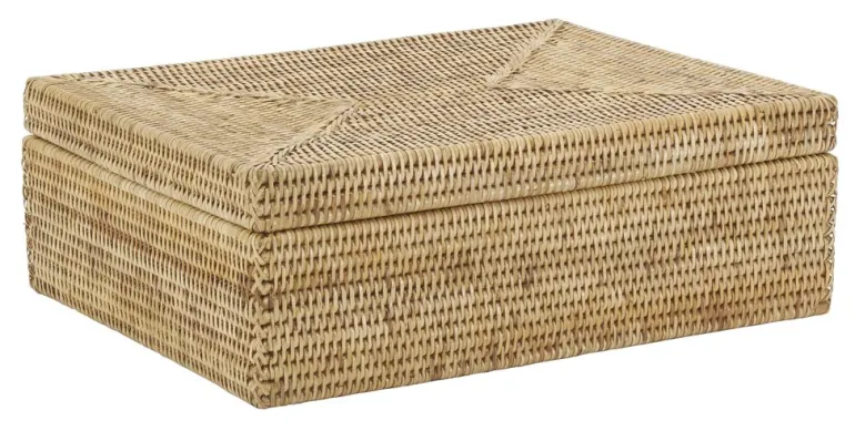 Coffret rectangulaire en rotin naturel