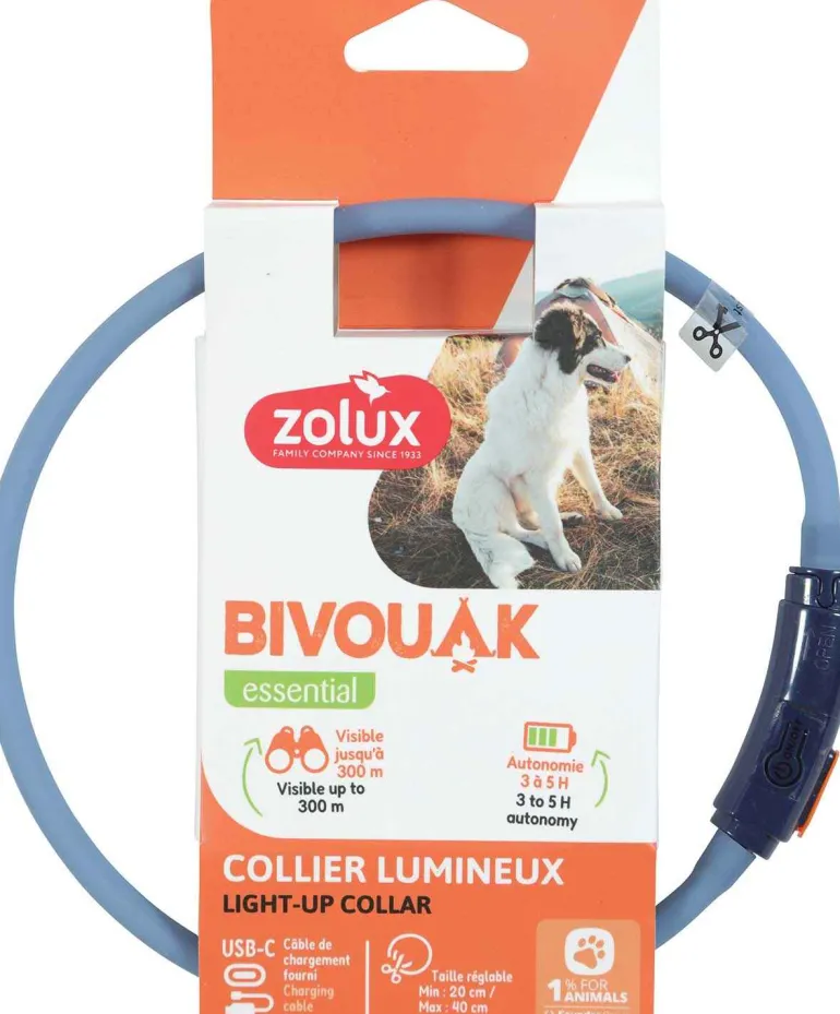 Collier lumineux pour chiots Bivouak (Bleu)