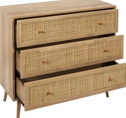Commode cannage et bois 3 tiroirs Bali