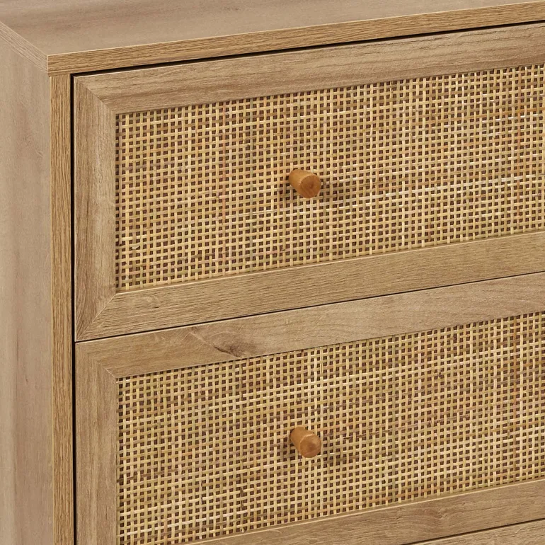 Commode cannage et bois 3 tiroirs Bali