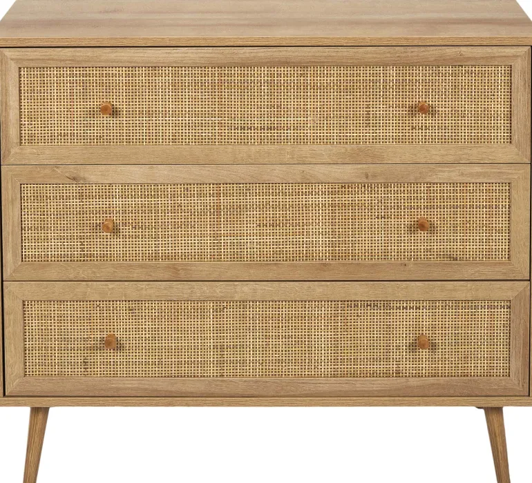 Commode cannage et bois 3 tiroirs Bali