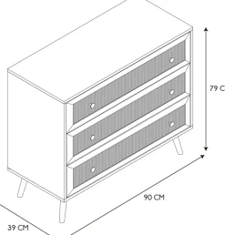 Commode cannage et bois 3 tiroirs Bali