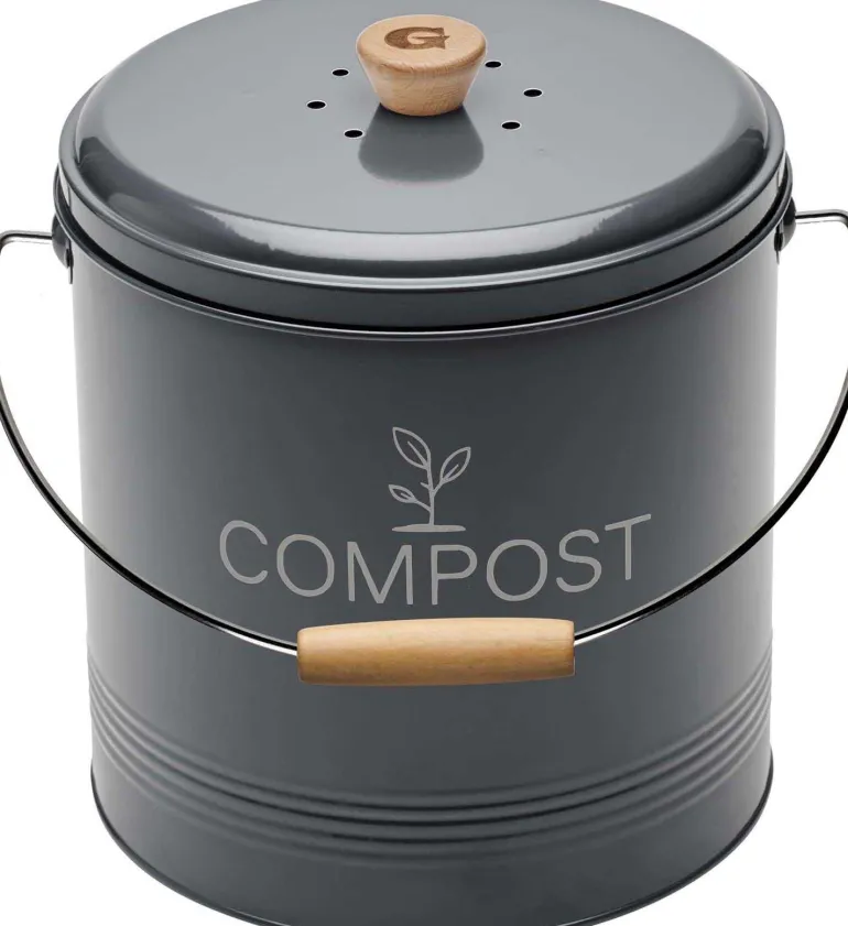 Composteur de cuisine en métal avec filtre et seau en platique (8 litres)