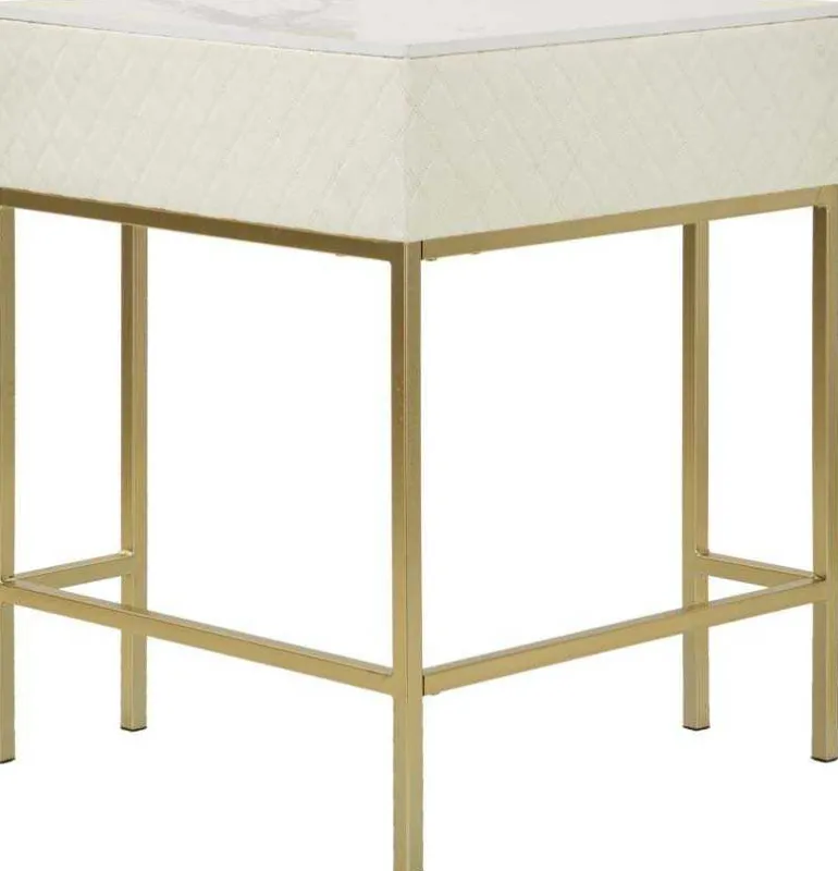 Console d'angle effet matelassé Sharon 84.5 x 60 x 77 cm