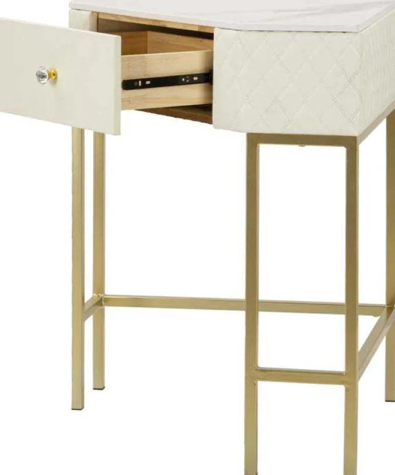 Console d'angle effet matelassé Sharon 84.5 x 60 x 77 cm