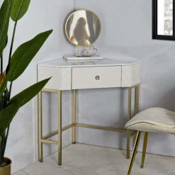 Console d'angle effet matelassé Sharon 84.5 x 60 x 77 cm
