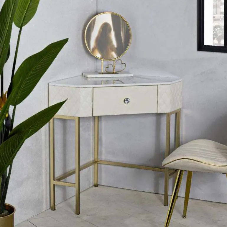 Console d'angle effet matelassé Sharon 84.5 x 60 x 77 cm