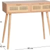 Console en MDF et rotin tressé Roro