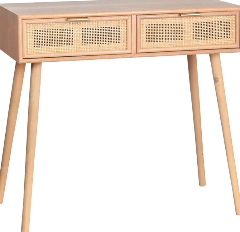 Console en MDF et rotin tressé Roro