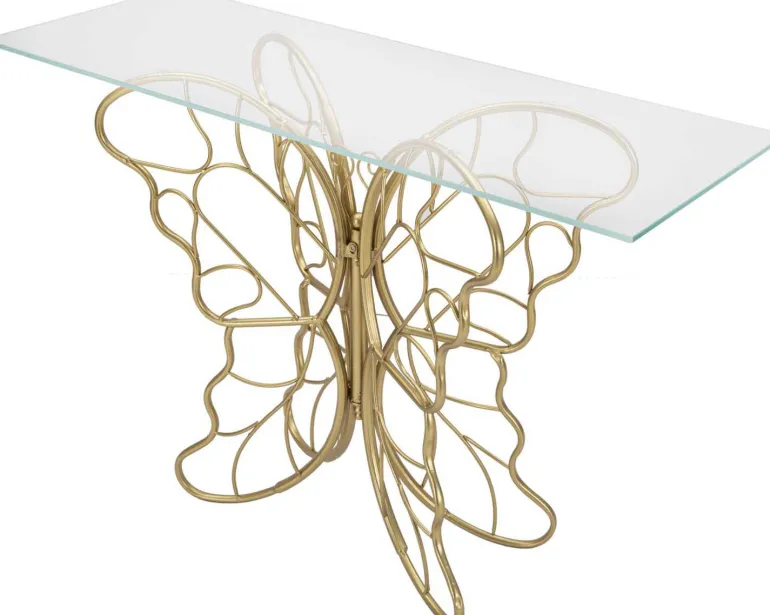 Console en métal doré Butterfly 110 x 40 x 76 cm