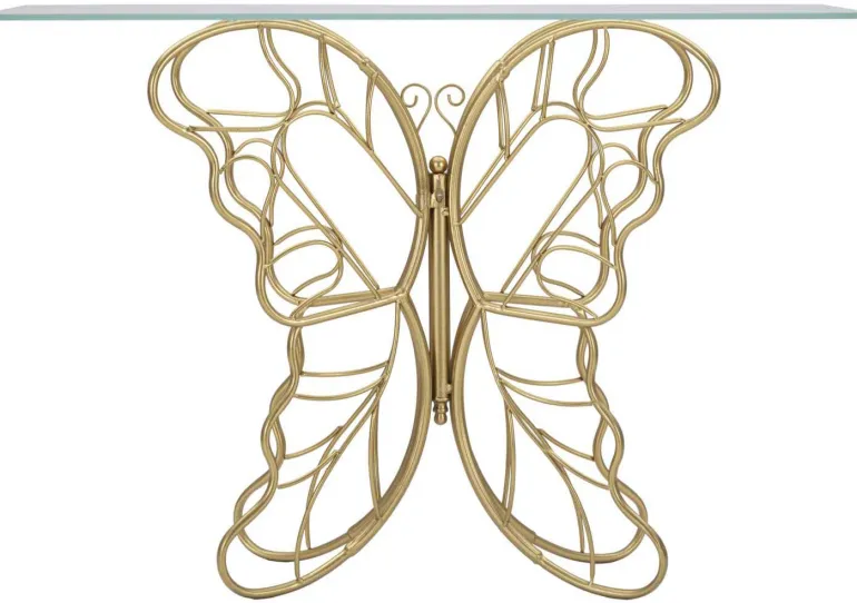 Console en métal doré Butterfly 110 x 40 x 76 cm