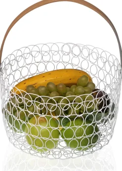 Corbeille à fruits ronde fil métallique 24 cm (Blanc)