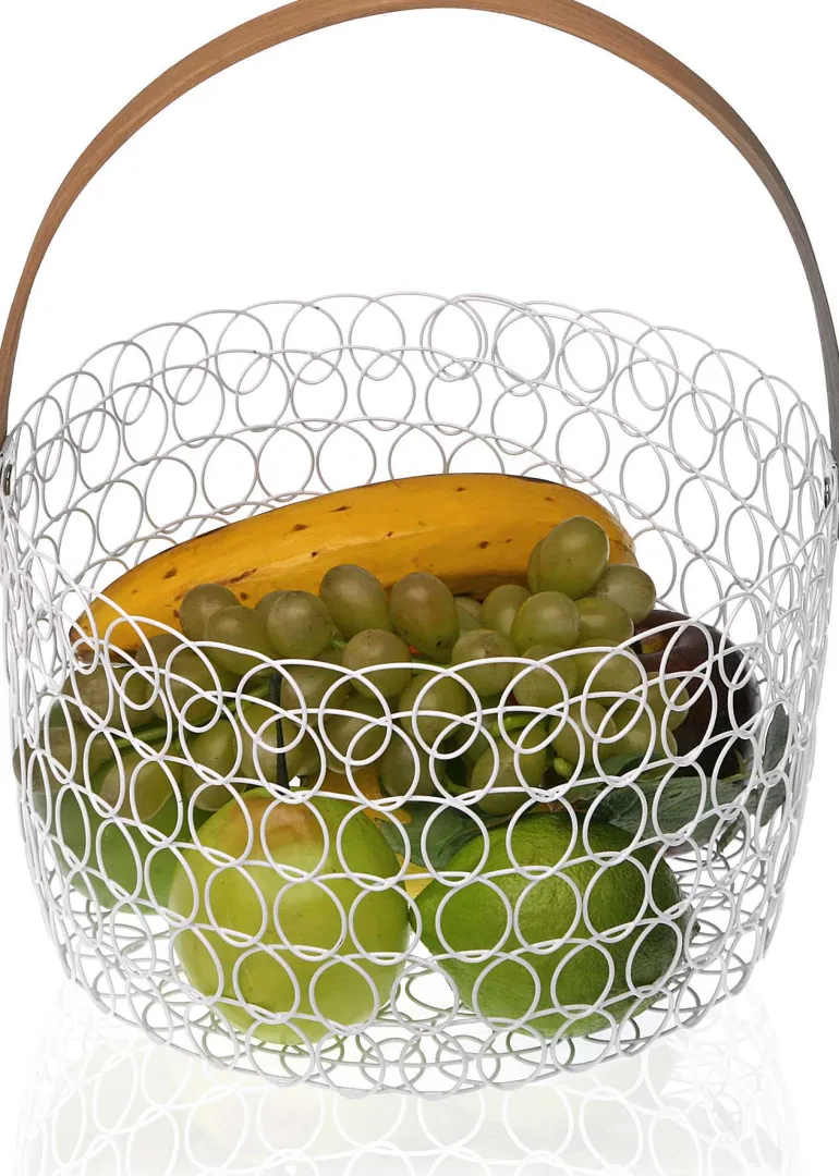 Corbeille à fruits ronde fil métallique 24 cm (Blanc)