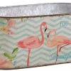 Corbeille ovale en métal flamants roses 32 cm