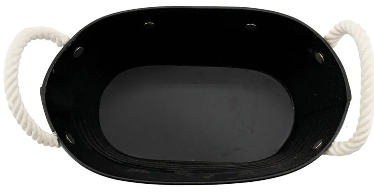 Corbeille ovale en métal laqué noir Bonheur