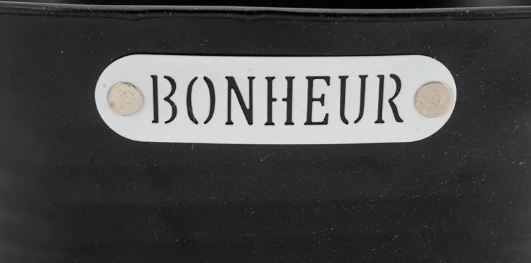 Corbeille ovale en métal laqué noir Bonheur
