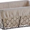 Corbeille rectangulaire en grillage vieilli et jute