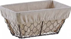 Corbeille rectangulaire en grillage vieilli et jute
